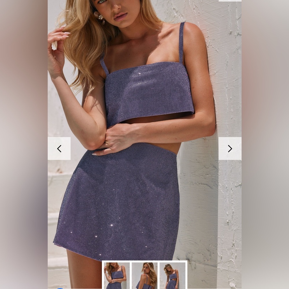 12th Tribe Shira Lavender Rhinestone Crop Top